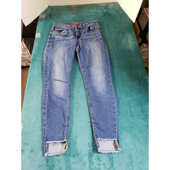 Guess Jeans Size 27 Womens Blue Stretch Pants Denim Ladies Mid Rise Ankle - Picture 2 of 13